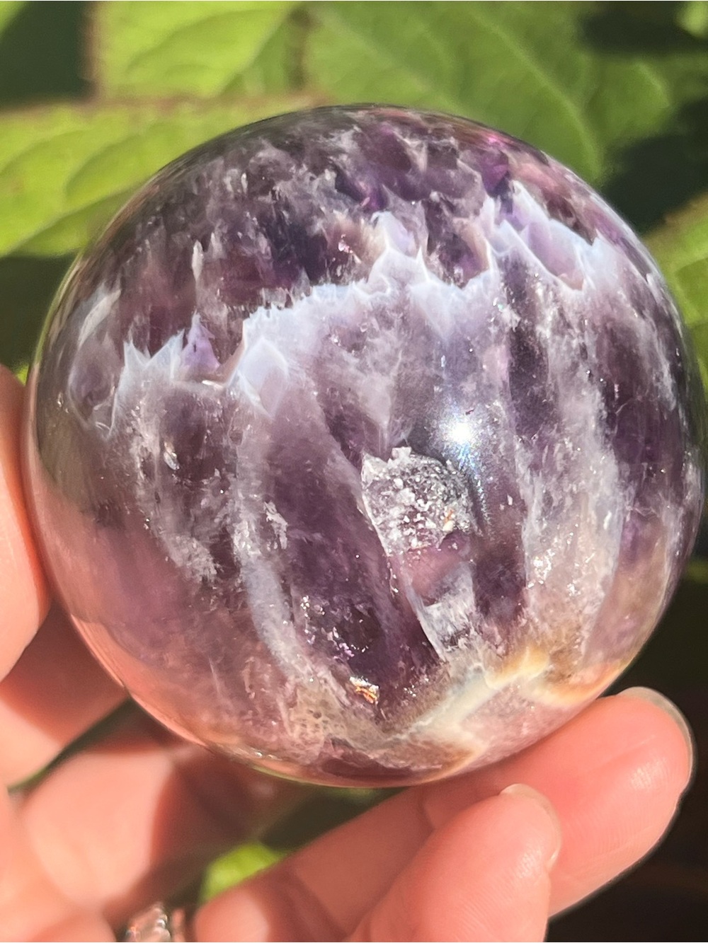 feather (1) dream, amethyst sphere | Crystal ~ UV reactive